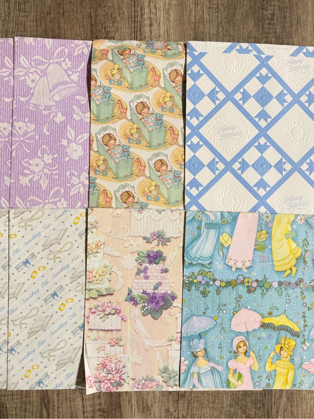 Vintage 80’s 90’s Wrapping Paper. Wedding, baby, embossed